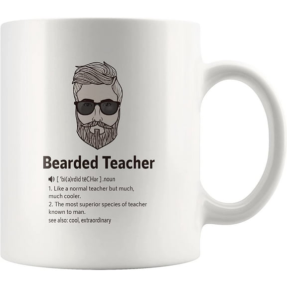 Bearded Teacher Like Normal But Cooler Appreciation Teachers Day Beard Lover From Student Novelty Ceramic Drinkware Coffee Mug 11 oz White