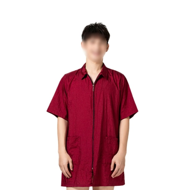 Ropa de tinte para el cabello Tratamiento simple para el cabello Ropa de trabajo de manga corta para hombre mujer (Rojo XL)