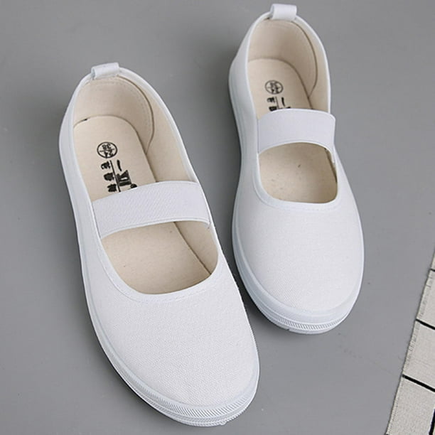 Zapatillas Blancas Zapatillas Sin Cordones Ni Velcro De Mujer Para