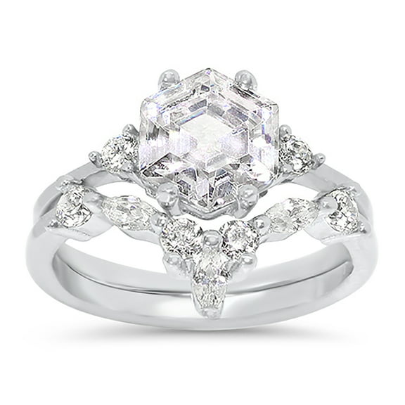 LaRaso Co Vintage Art Deco Wedding Engagement Ring Set for Women Size 7