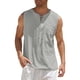 thumbnail image 1 of Camiseta sin mangas con cuello en V para hombre, color liso, moderna, holgada, informal, con cordón y bolsillo, sin mangas, de poliéster, 1 of 6