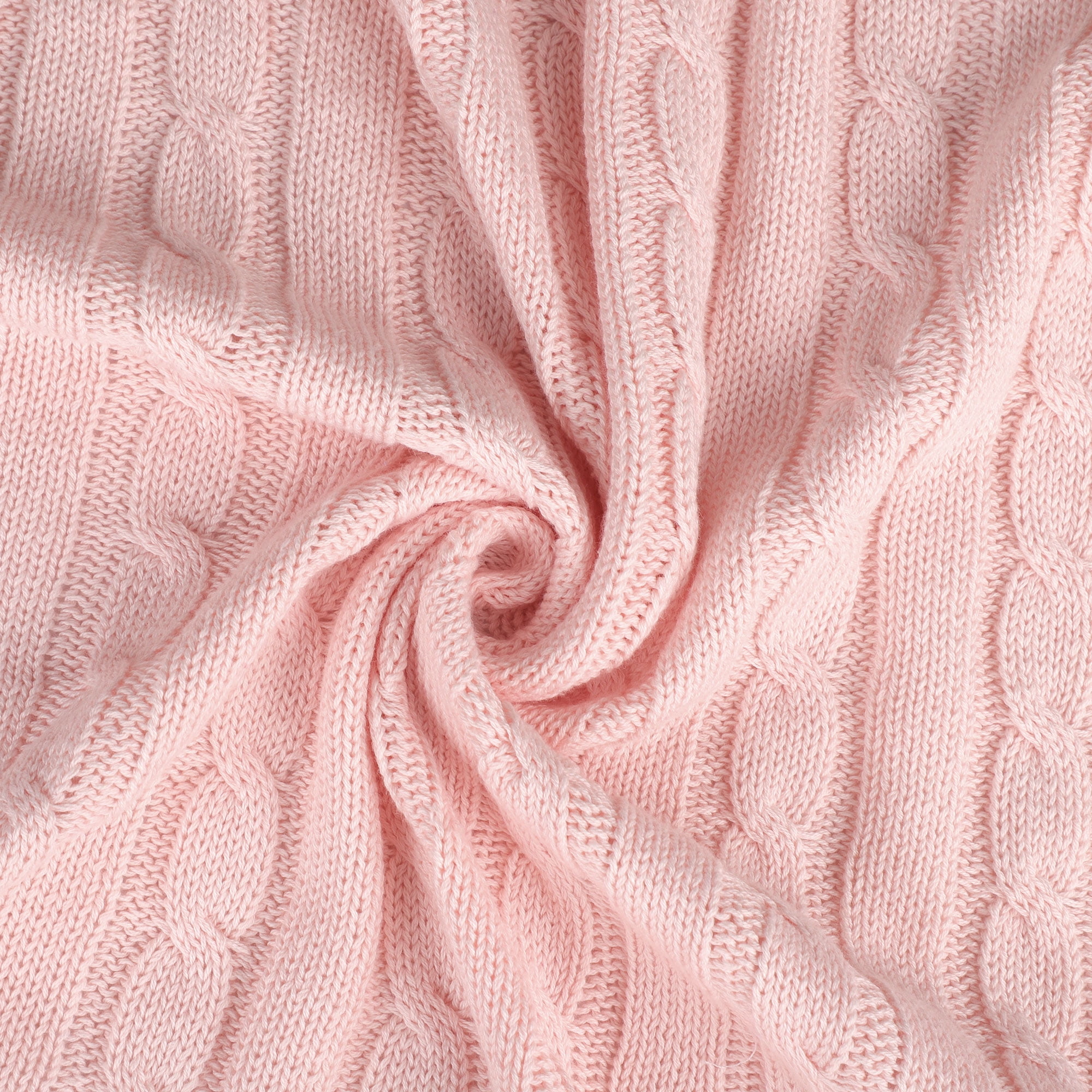 Unique Bargains Cable Knitted Bed Sofa Throw Blanket Pink 47" x 71"