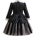 thumbnail image 2 of Black Striped Costume for Girls College Uniform Cosplay Dress Gothic Outfits for 11-12Y, 2 of 8