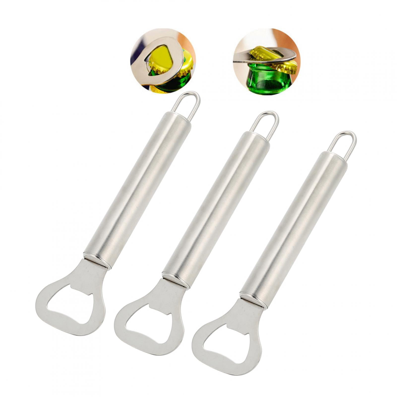 Lot De 3 Ouvre-bouteilles En Acier Inoxydable + 3 Anneaux Clés + 3 Mousquetons - Kit Compact Pour Pique-nique, Camping, Maison - 7