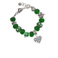 thumbnail image 2 of Delight Jewelry Silvertone Pebble Heart - Green Irish Luck Bead Charm Bracelet, 7.5", 2 of 4