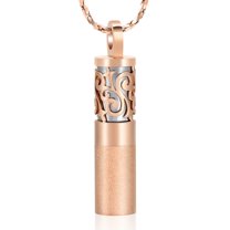Cylinder Hollow Urn Necklace for Ashes Cremation Jewelry for Ashes Flower Keepsake Memorial Jewelry Hollow Vial Urn Pendant for Human Pet Ashes