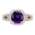 thumbnail image 2 of Dazzlingrock Collection 7mm Cushion Amethyst & Round White Diamond Halo Split Shank Engagement Ring for Women (0.25 ctw, Color I-J, Clarity I1-I2) in 14K Rose Gold, Size 7.5, 2 of 5