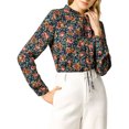 thumbnail image 1 of Allegra K Women's Tie Ruffled Neckline Polka Dots Floral Blouse Tops, 1 of 7