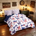 thumbnail image 2 of Manfei Watercolor Bow Stars Full Size Bedding Sets, USA Flag Stripe Full Size Bed in a Bag, Red Blue White, Navy Reversible 7pcs, 2 of 6