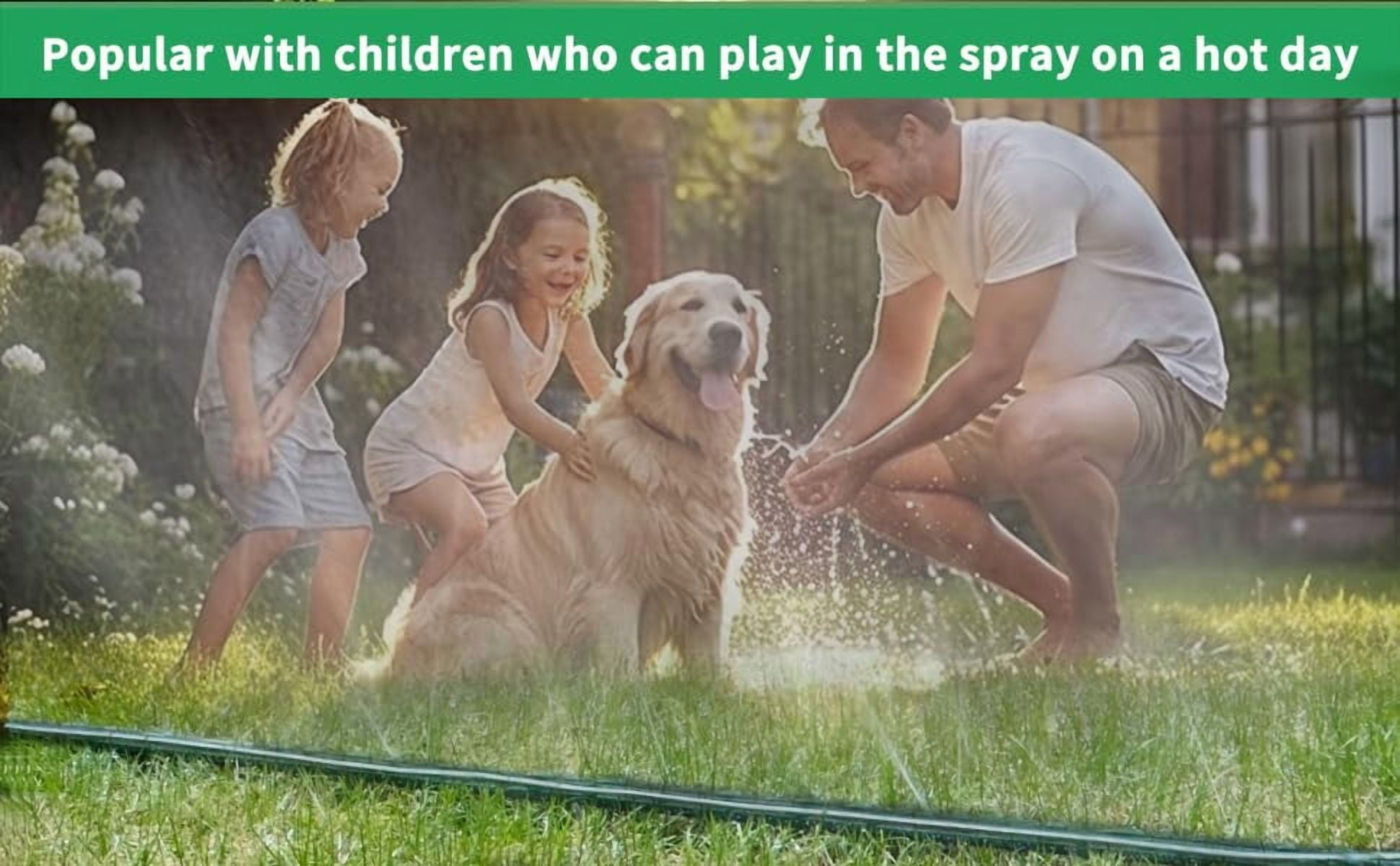 2026 Reinforced Sprinkler Hose & Soaker Hose for Yard - 50/ 100FT Flat Garden Hose with Holes, Heavy Duty No-Kink Lawn Irrigation Hose (Includes Stakes, High Pressure Spray)