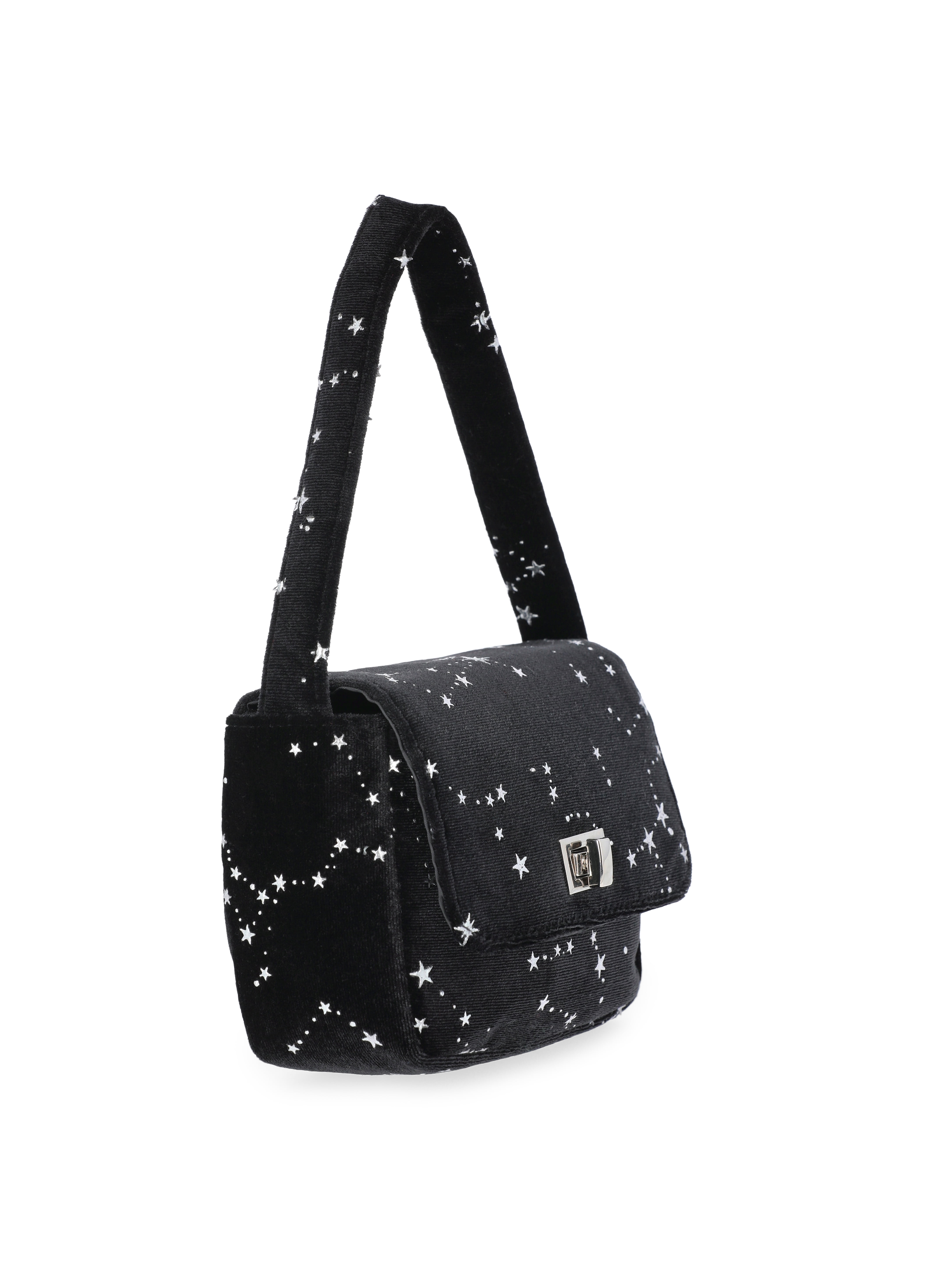 Wonder Nation Girls Velvet Star Constellation Handbag, Black