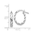 thumbnail image 5 of 14K White Gold 3mm Patterned Oval Hoop Earrings (17.75 X 14) Made In Peru tf869, 5 of 6