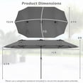 thumbnail image 3 of Gymax 15.5 FT Double-sided Patio Umbrella w/ Solar Lights Outdoor Twin Size Umbrella Grey, 3 of 10
