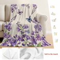 thumbnail image 5 of Purple Flowers Blanket Soft Cozy Warm Throw Blanket for Couch, Plush Fuzzy Flannel Fleece Blankets for Sofa, Butterfly Spring Floral Rustic Farmhouse Bed Blankets Lightweight Gifts for Women, 40"x60", 5 of 9