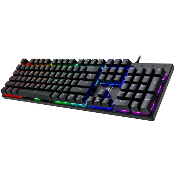 PICTEK PC305 Mechanical Keyboard with Blue Switch Full Size Ultra-Slim for PC Gamer