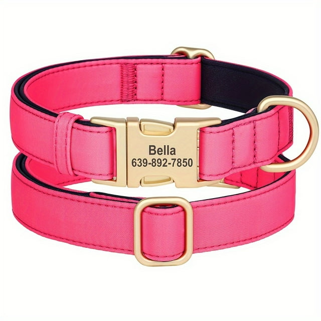 SUTENGDA Durable Polyamide Adjustable Dog Collar - Custom Engraved Comfortable Soft Lining Waterproof Quick-Dry with Personalized Name Tag for Small to Large Dogs
