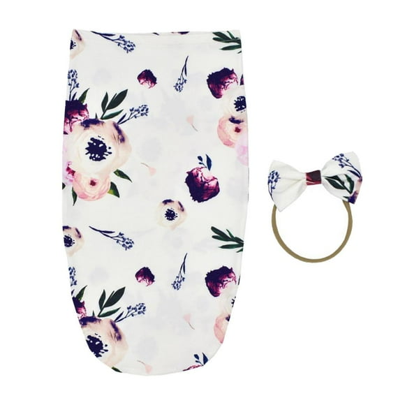 Envoltorios para bebés recién nacidos con diadema: para bebés, o niñas, para bebés Púrpura CUTICAT Envoltura de pañales para bebés