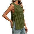 thumbnail image 6 of Womens Summer Shirts Casual Crew Neck Side Tie Tank Top Flowy Peplum Camisole for Daily Vacation Green L, 6 of 7