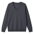 thumbnail image 3 of Womens Knit Plus Size Sweaters V-Neck Long Sleeve Warm Casual Loose Fit Fall Winter Pullover Sweaters Dark Gray XL-5XL, 3 of 7