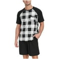 thumbnail image 1 of TIMIFIS Ensemble Court pour Homme Blanc 2 Pcs Survêtement Manches Courtes Décontracté Col Rond Imprimé Blouse à Manches Courtes et Short Pantalon Ensemble Deux Pièces Automne, 1 of 8
