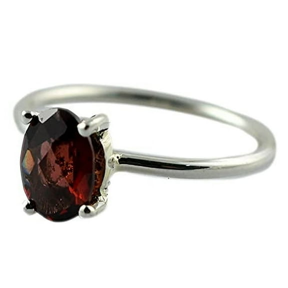 Navya Craft Garnet Oval 925 Sterling Silver Handmade Women Statement Ring, Garnet Jewelry Size 9.5