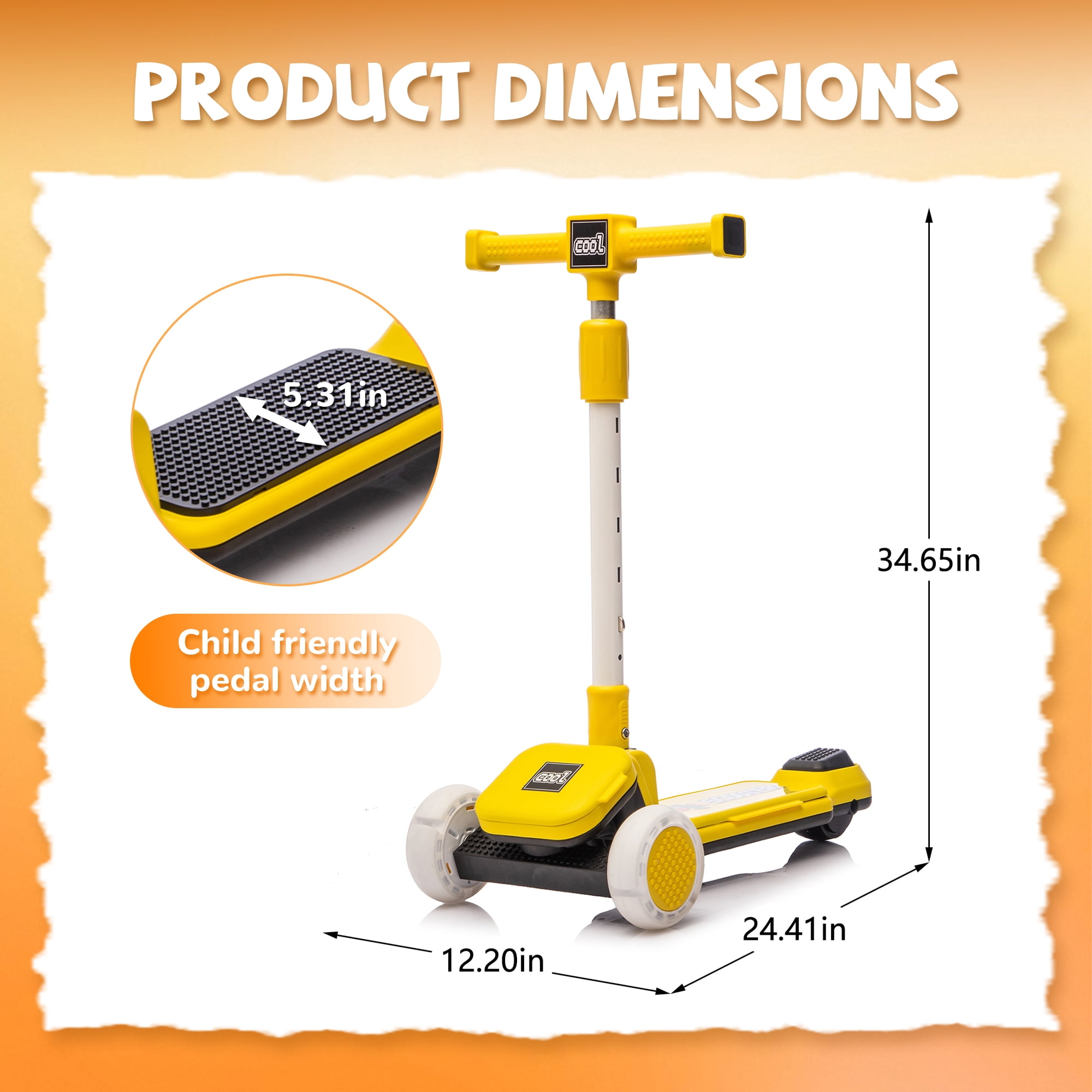 3-Wheel Kids Scooter with Buildable Blocks, PU Flashing Wheels, Folding Kick Scooter - Thickened Aluminum Tube, 5-Position Height-Adjustable Handlebar, One-Touch Footbrake, for 3-9 Years Old