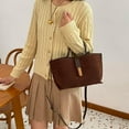 thumbnail image 2 of LHSHIDU Suede Bags for Women Fall Purse Shoulder Handbag Satchel Bag Brown Top-handle Bag, 2 of 6
