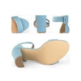 thumbnail image 3 of BLISSFUL STEP Open Toe Ankle Straps Block Heel Sandals for Women Denim Blue 6, 3 of 6