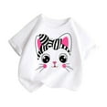 thumbnail image 2 of WOYY Little Girls Cotton T Shirt Cartoon Cat Print Short Sleeve T-Shirt Summer Casual Tshirt, 2 of 4