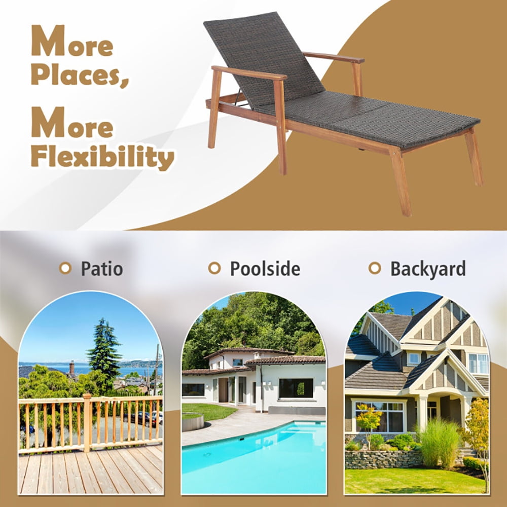 Aimee Lii Patio Rattan Lounge Chair with 4-Position Adjustable Backrest, Patio Loungers Aimee Lii Patio Rattan Lounge Chair with 4-Position Adjustable Backrest, Patio Loungers
