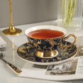thumbnail image 3 of YBK Tech Euro Style Bone China Cup& Saucer Set Ceramic Tea Coffee Cup compatible Home Kitchen Wedding (Retro Flower Pattern- Dark Blue)_Gift Of G, 3 of 5