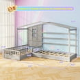 thumbnail image 3 of Gymax L-shaped Double Twin Beds House Platform Beds w/ Window & Fences ray Gray, 3 of 10