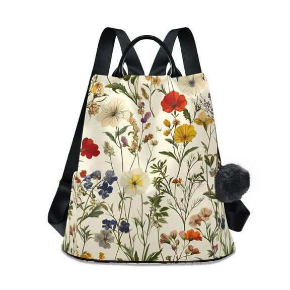 FORMRS Women's Travel Backpack Purse Anti-theft Hidden Pockets Casual Shoulder Bag, Beige Floral