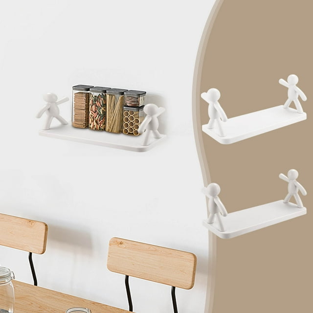 Ganfancp Pequeña Persona Estante Pared Colgante Forma Sin Perforar Baño Cocina Estante Estantería Almacenamiento Rebajas Flash Deals 1* Organizador