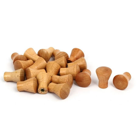 Easy Grip Wooden Handle - Wardrobe Drawer Wooden Round Pull Knobs Handles Grips Grasps 18.5mmx22.5mm 20pcs