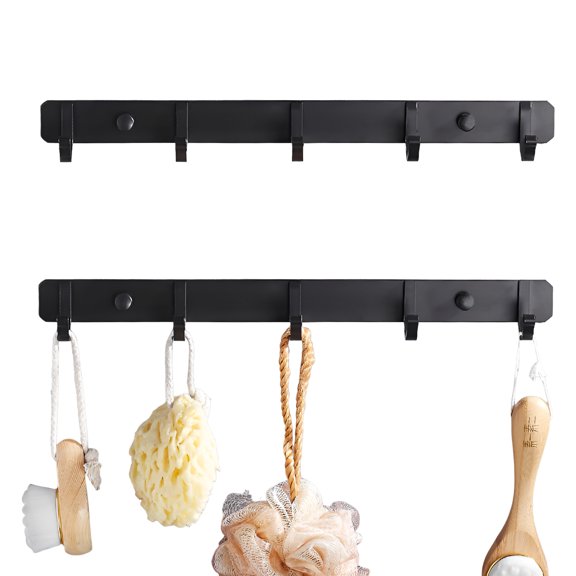 WATUNID 2PCS Coat Rack Wall Mount, 14 inch Coat Hooks Hanger with 5 Hooks for Entryway, Bathroom Kitchen Closet Room, Coat Towel Bags