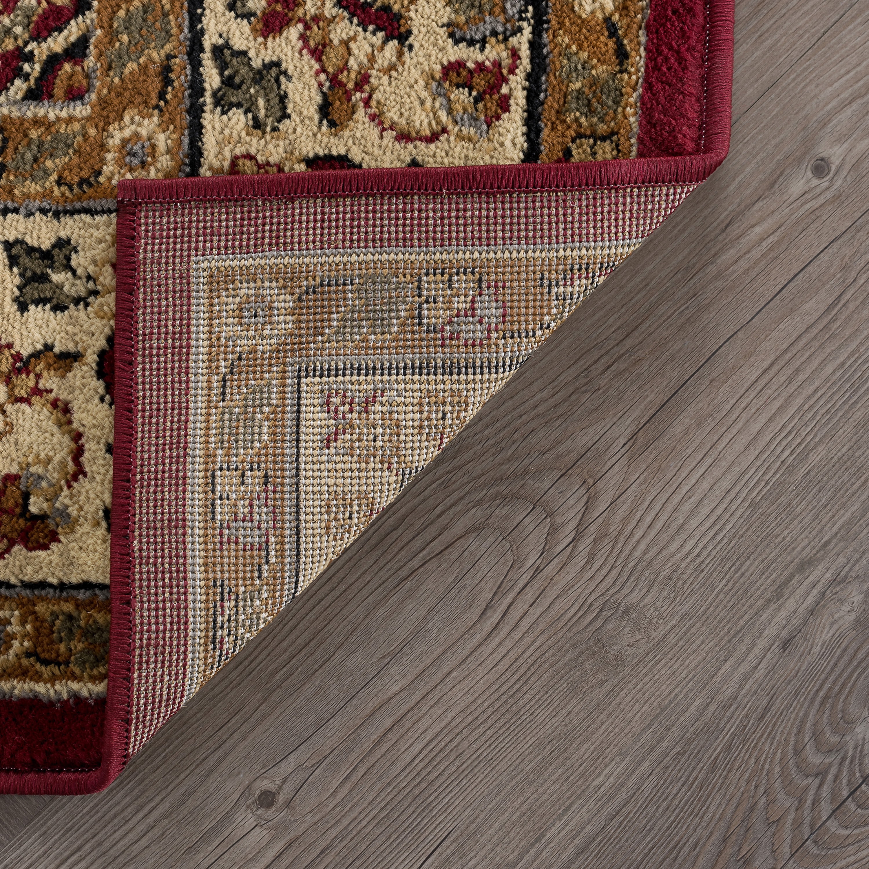 Transitional 9x13 Area Rug (8'9'' x 12'3'') Oriental Red, Beige Living Room Easy to Clean