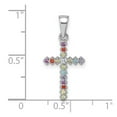 thumbnail image 2 of 12.7mm 925 Sterling Silver Rhodium Plated Mini Multi Color Cubic Zirconia Religious Faith Cross Pendant Necklace Pendant, 2 of 2