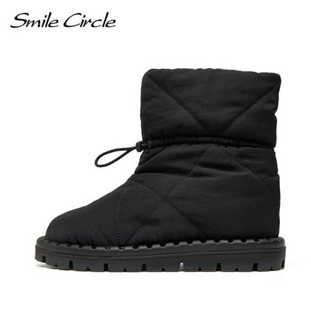 

Smile Circle Ankle Boots Women Winter Snow Boots Nylon Quilted Cotton Filler Warm Short Plush Lining Winter Shoes For Women
