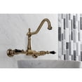 thumbnail image 3 of Kingston Brass KS1243PKL Duchess Wall Mount Bridge Kitchen Faucet, Antique Brass, 3 of 5