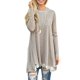 thumbnail image 1 of Andaa Mujer Cuello Redondo Manga Larga Encaje Empalme Swing Camisa Vestidos Túnica Larga Blusas Camisas para Leggings Caqui, 1 of 2