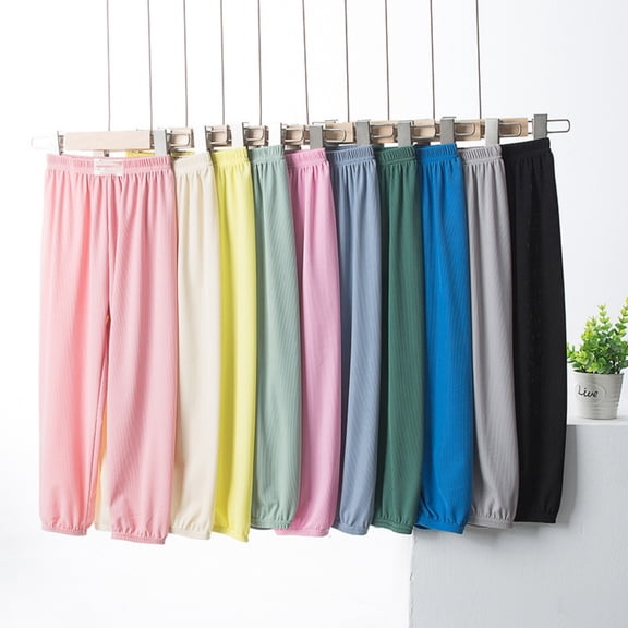Baby Pants Kids Lightweight Elastic High Waisted Casual Pants Summer Proof Beige 18-24 Months
