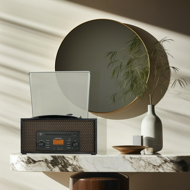 Memorex 7-in-1 Vinyl Record Player Nostalgic Wooden Music Center