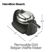 Hamilton Beach Belgian Waffle Maker with Removable Non-Stick Grids, Roataing Waffle Iron, Stainless Steel