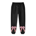 thumbnail image 3 of Fiaer Sweatpants Women Embroidered Bow Print Fashion Pants Plus Size High Waist Casual Loose Fit Comfy Drawstring Trousers with Pocket Black XL, 3 of 3