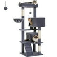 thumbnail image 5 of PEQULTI 56" Multi-Level Cat Tree with Double Condos and Sisal Post Large Cat Tower Indoor Dark Gary, 5 of 8