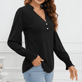 thumbnail image 2 of SOMER Women's V Neck Long Sleeve Shirt Blouse Dressy Tops Tunic Shirts with Ruffle Cuffs Puff Sleeve Fall Business Casual Fashion Clothes 2025, 2 of 6