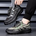 thumbnail image 5 of Men's Grey Green Contrast Mesh Outdoor Hiking Shoes Auto Quick Lace Rugged Non-Slip Trekking Trainers, 5 of 5