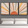 thumbnail image 2 of IDEA4WALL Framed Canvas Print Wall Art Set of 3 Geometric Shining Sun with Multicolor Rays of Light Astronomy & Space Sky Abstract Mid-Century Modern Art for Home Decor - Black 24"x36"x3, 2 of 5