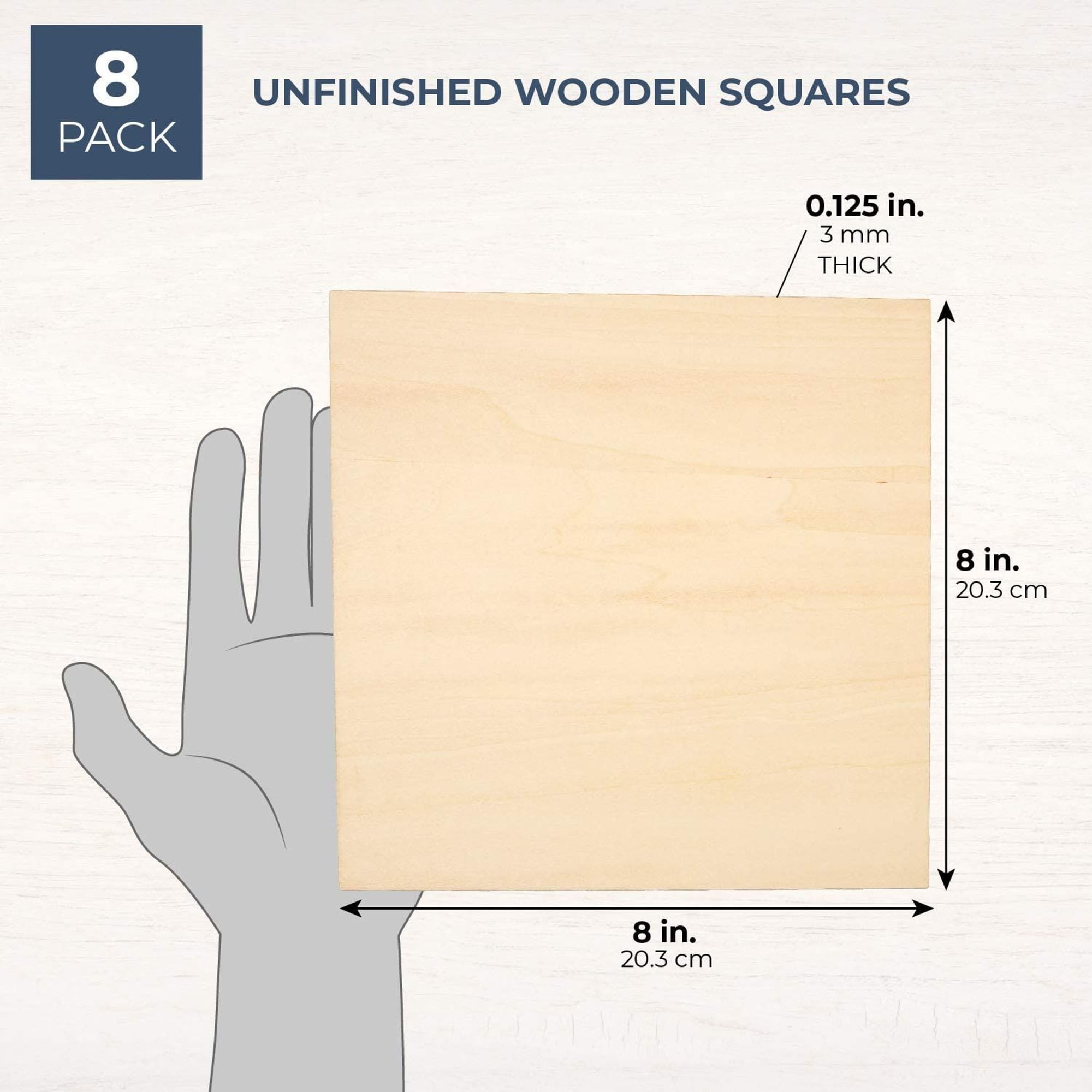 8 Pack Thin 8x8 Wood Squares for DIY Crafts, Unfinished 1/4 Inch Basswood  Plywood for Laser Cutting, Wood Burning